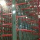 Pallet rack red and green close up