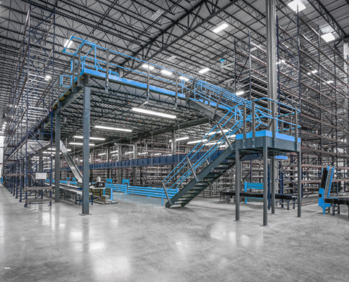 Pallet Rack Protection, Mezzanine, Cages, Wire Partitions, Vertical Reciprocating Conveyor Lifts